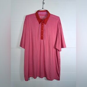 G Mac by Kartell Red and Pink Checkered Polo Shirt 2XL
